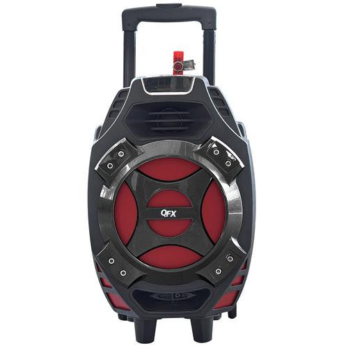 QFX 8" Battery Powered Portable Party Speaker With Bluetooth/FM Radio/USB/TF, Red