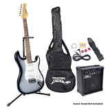 Pyle Beginner Electric Guitar Package- Grey Silver